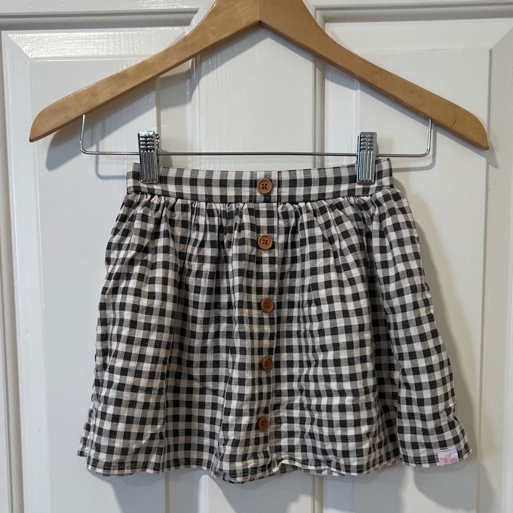 SweetHoney Brown/Grey and White Checkered Mini Skirt
